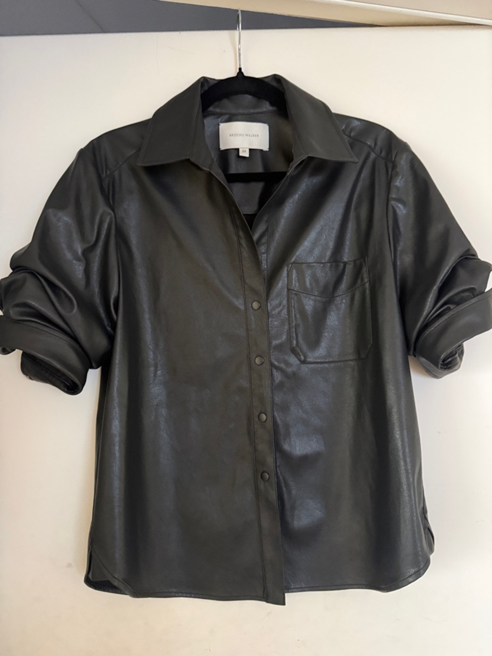 Brochu Walker Pia black vegan leather button up